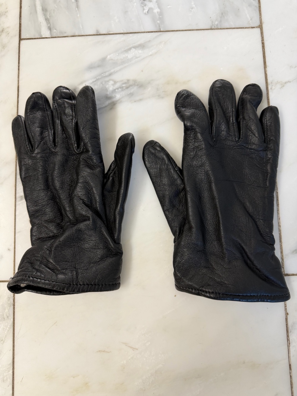 United States Military Issue Unisex Black Leather Wool Blend Lined Gloves Size 9